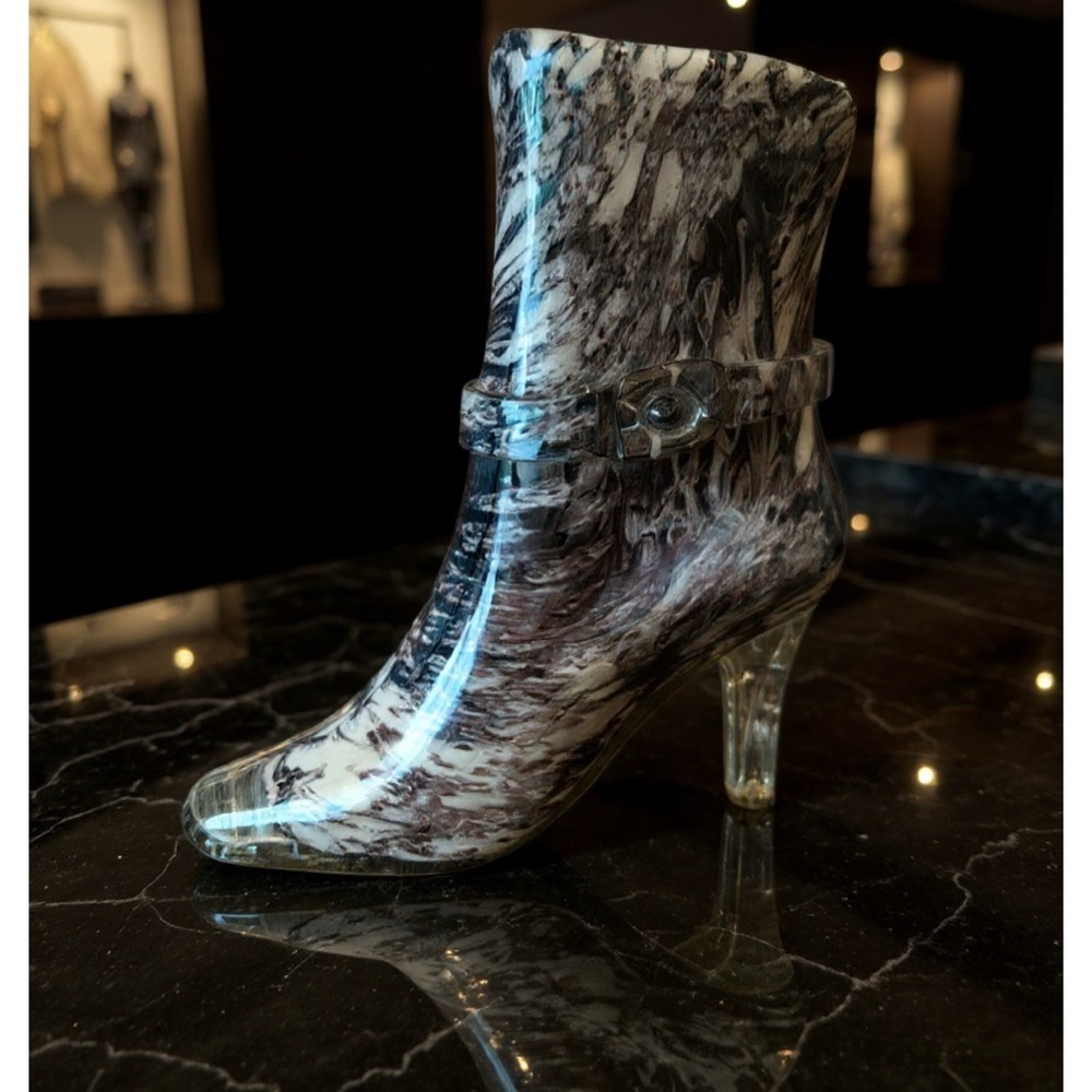Glass High-Heeled Boot Vase Green Buckle Boot Tall cavalier glass